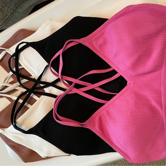 aerie Other - Lot of FOUR: Aerie Seamless Strappy Padded Bralettes, size L all like new